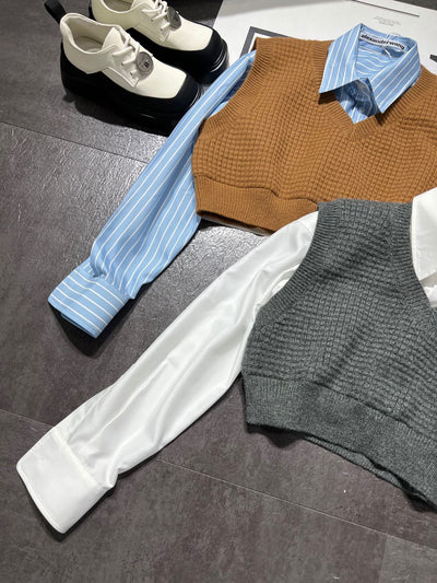 WA new patchwork long-sleeved shirt