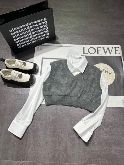 WA new patchwork long-sleeved shirt