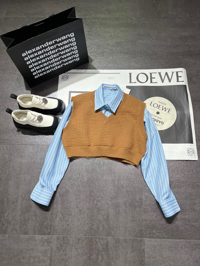 WA new patchwork long-sleeved shirt