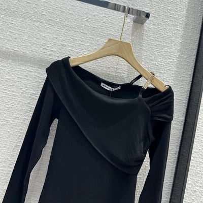 AW 23 new irregular slanted shoulder bottoming shirt