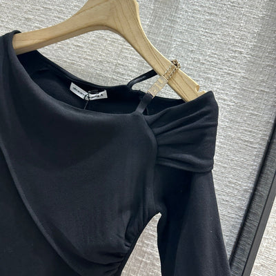 AW 23 new irregular slanted shoulder bottoming shirt