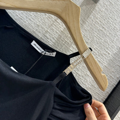 AW 23 new irregular slanted shoulder bottoming shirt