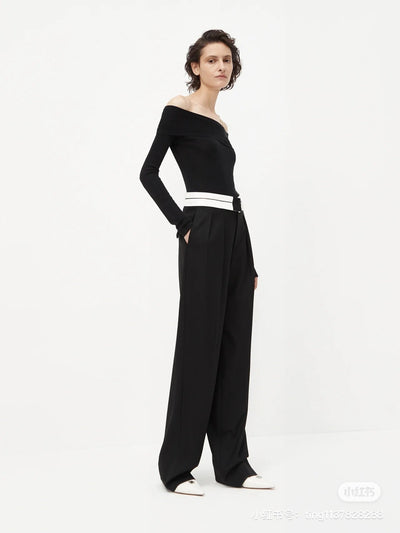 AW 23 new irregular slanted shoulder bottoming shirt