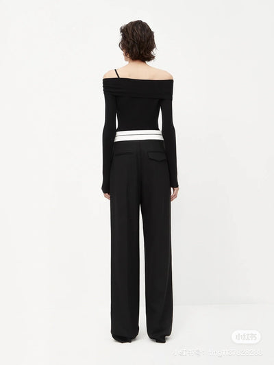 AW 23 new irregular slanted shoulder bottoming shirt