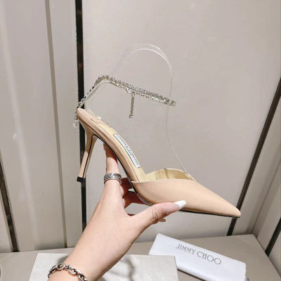 JC 23 patent leather rhinestone high heel sandals