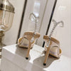 JC 23 patent leather rhinestone high heel sandals