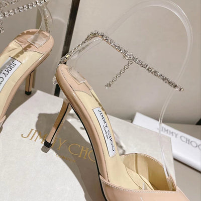 JC 23 patent leather rhinestone high heel sandals