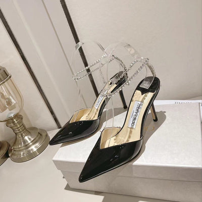 JC 23 patent leather rhinestone high heel sandals