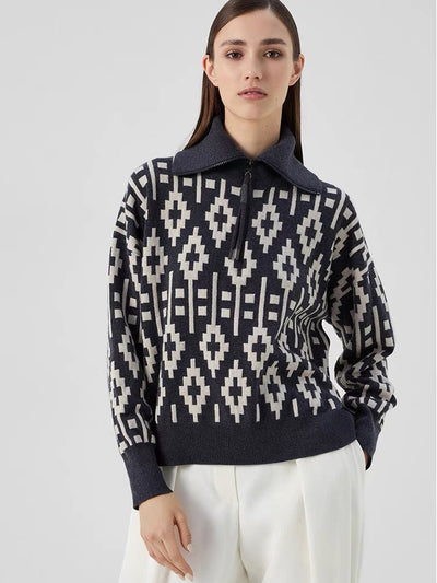 BRU* 23 autumn and winter jacquard wool top