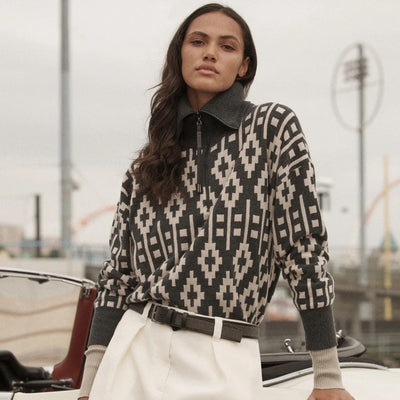 BRU* 23 autumn and winter jacquard wool top