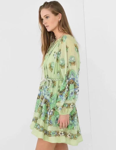 ALEMAIS 24SS Tie-strap Print Dress