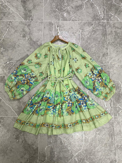 ALEMAIS 24SS Tie-strap Print Dress
