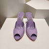 CHRIS* LOUB* 24SS Patent Leather Peep Toe High Heel Slippers 1:1 VIP