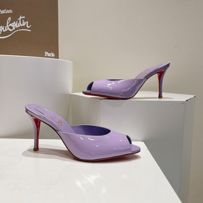 CHRIS* LOUB* 24SS Patent Leather Peep Toe High Heel Slippers 1:1 VIP