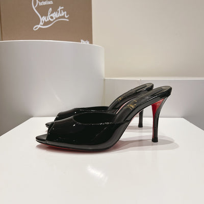 CHRIS* LOUB* 24SS Patent Leather Peep Toe High Heel Slippers 1:1 VIP