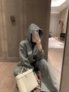 WA Full Body Hot Diamond Letters Hooded Zipper Jacket + High Waist Long