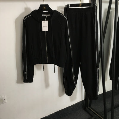 WA Cotton Sports Suit Zipper Jacket + Cuffed Trousers