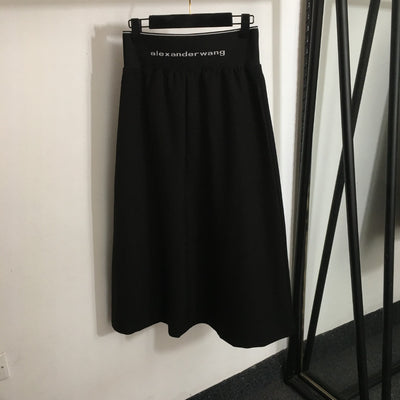 WA letter ribbon high waist suit skirt (3 colors)