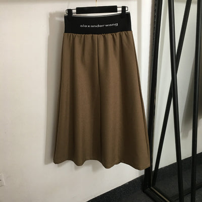 WA letter ribbon high waist suit skirt (3 colors)