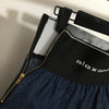 WA letter webbing stitching belt high waist denim skirt