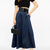 WA letter webbing stitching belt high waist denim skirt