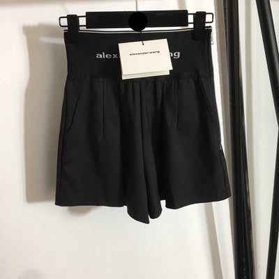 WA letter webbing elastic high waist wide leg shorts/trousers