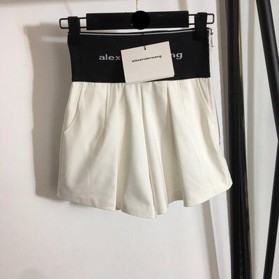 WA letter webbing elastic high waist wide leg shorts/trousers