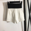 WA letter webbing elastic high waist wide leg shorts/trousers