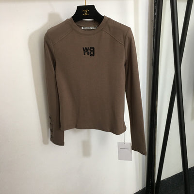 AW 24SS Embroidered Cotton Lettering Long Sleeve T-Shirt