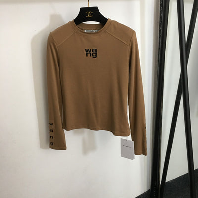 AW 24SS Embroidered Cotton Lettering Long Sleeve T-Shirt