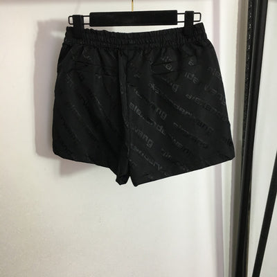 AW dark pattern jacquard letter zipper jacket + shorts sports suit