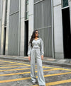 AW* Short Zipper Jacket + High Waist Wide Leg Pants