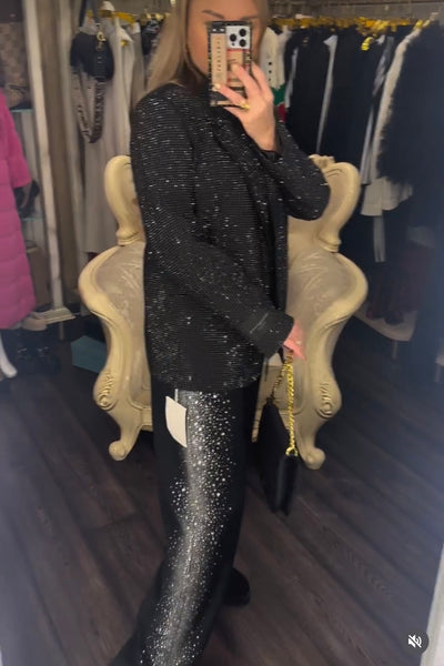 AW rhinestone lapel long-sleeved suit jacket