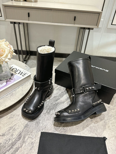 AW 24SS rivet leather buckle martin boots