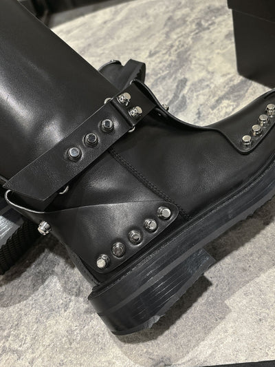 AW 24SS rivet leather buckle martin boots