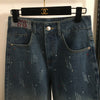 AW rhinestone distressed high-rise jeans