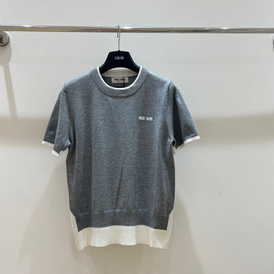 Fake two-piece round neck short sleeves