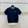 Fake two-piece round neck short sleeves