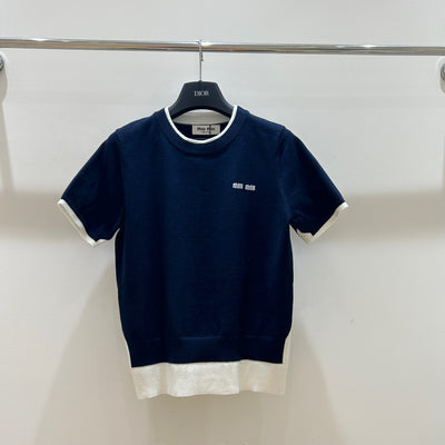 Fake two-piece round neck short sleeves