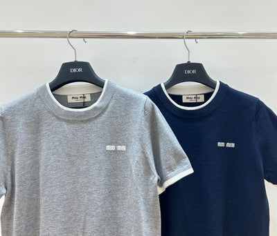 Fake two-piece round neck short sleeves