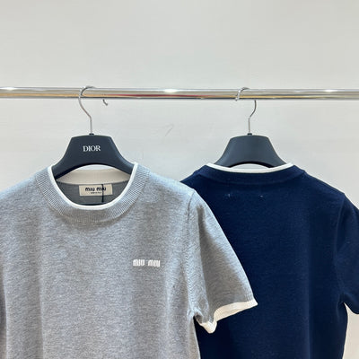 Fake two-piece round neck short sleeves