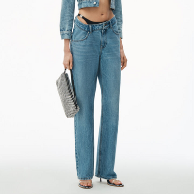 ASYMMETRICAL BIKINI LAYER JEANS