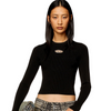 Ribbed-knit long-sleeve top