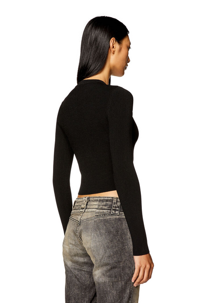 Ribbed-knit long-sleeve top
