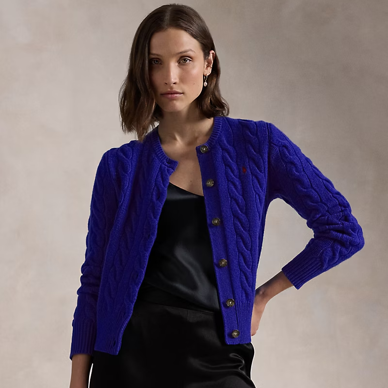 Ralph Laure* cable-knit wool and cashmere cardigan（12 colors）