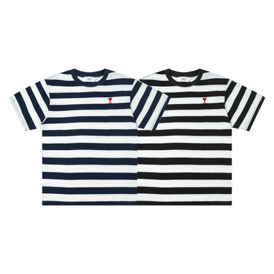 AM* Striped Crew Neck Short Sleeve T-Shirt