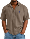 Men's Casual Loose And Comfortable Textured Short-sleeved Shirt