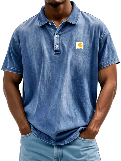 Men's Retro Casual Washed Distressed Cotton Lapel Shirt