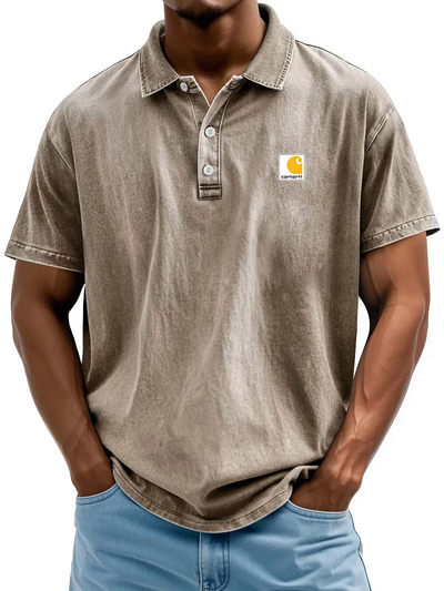 Men's Retro Casual Washed Distressed Cotton Lapel Shirt