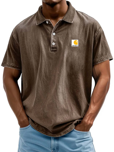 Men's Retro Casual Washed Distressed Cotton Lapel Shirt